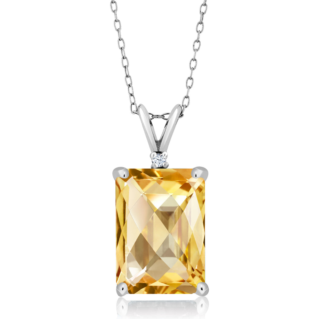Citrine-Checkerboard - November_Pendant in 925 Sterling Silver