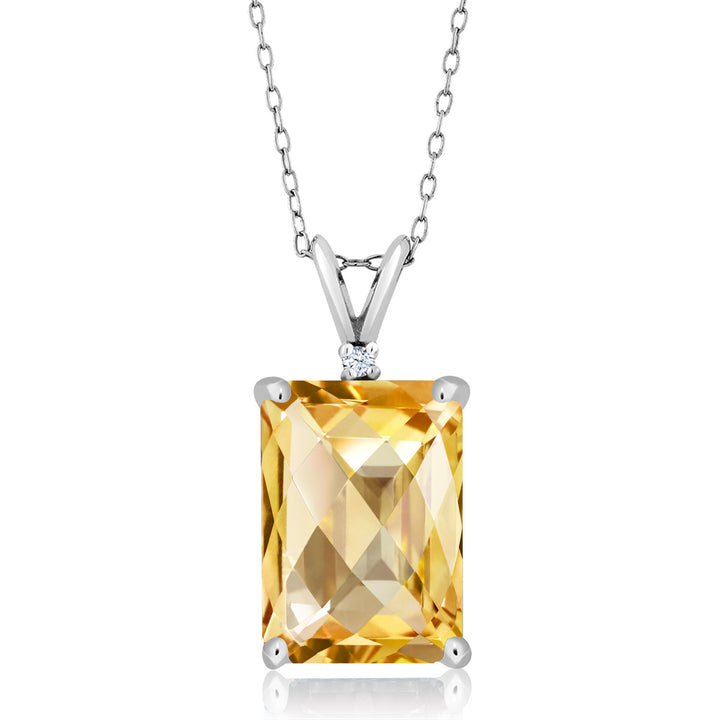Citrine-Checkerboard - November_Pendant in 925 Sterling Silver