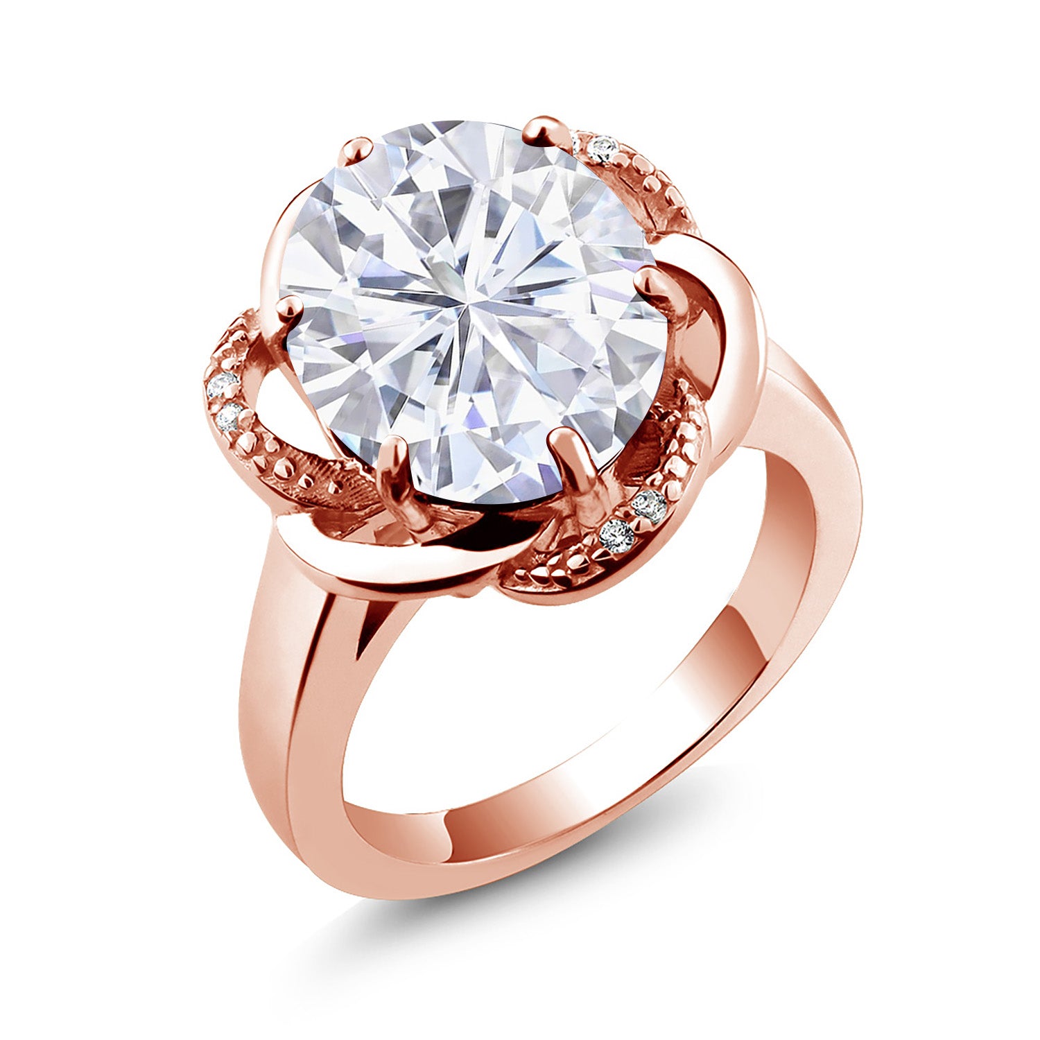 Moissanite and Zirconia_7_Ring in 925 Rose Gold Plated Silver