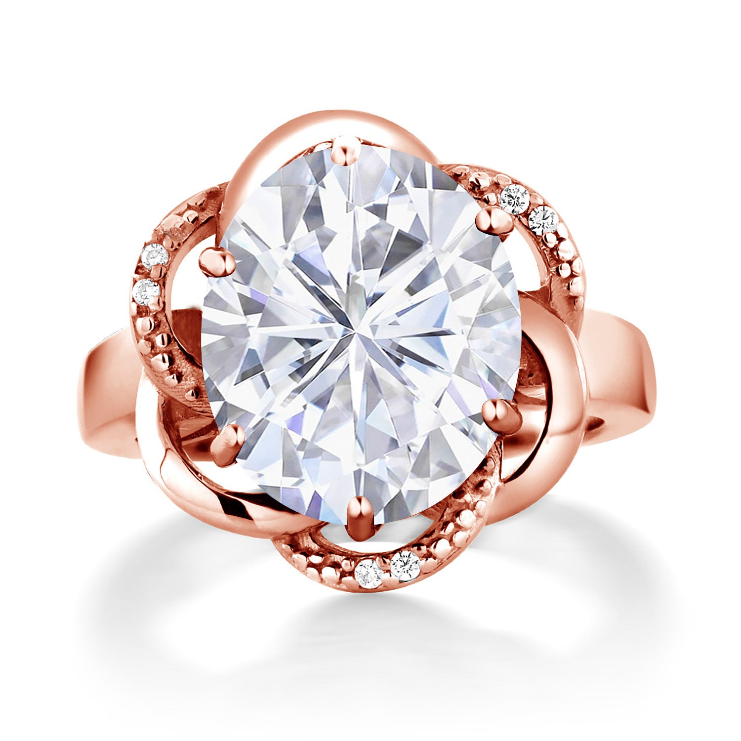Moissanite and Zirconia_7_Ring in 925 Rose Gold Plated Silver