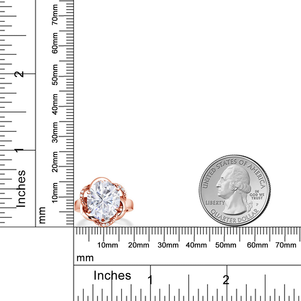 Moissanite and Zirconia_7_Ring in 925 Rose Gold Plated Silver