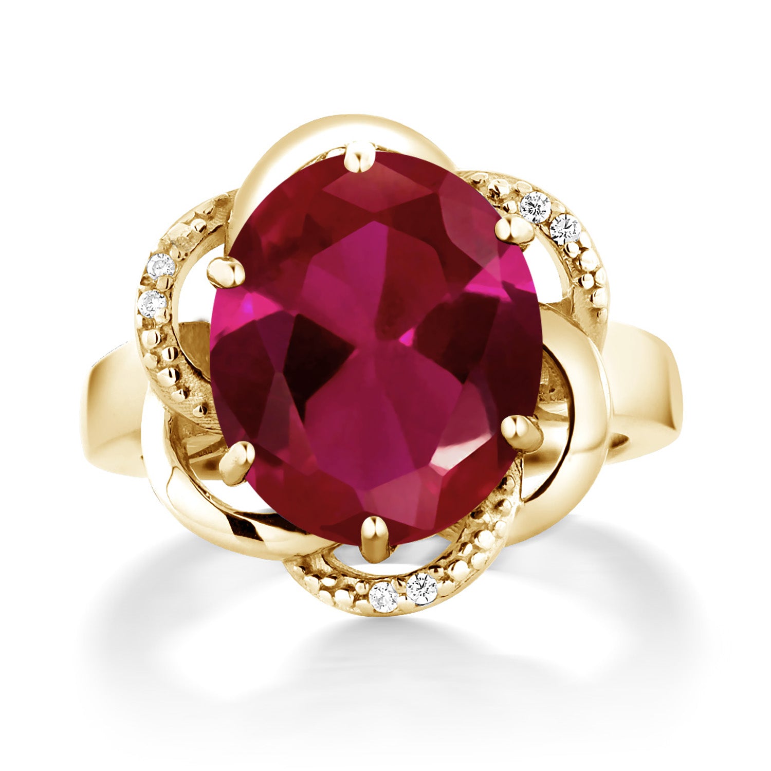 Created Ruby and Zirconia_7_Ring in 925 Yellow Gold Plated Silver