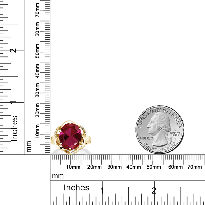 Created Ruby and Zirconia_7_Ring in 925 Yellow Gold Plated Silver