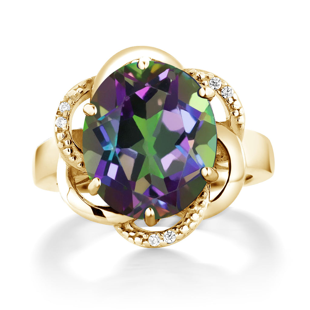 Mystic Quartz and Zirconia_7_Ring in 925 Yellow Gold Plated Silver