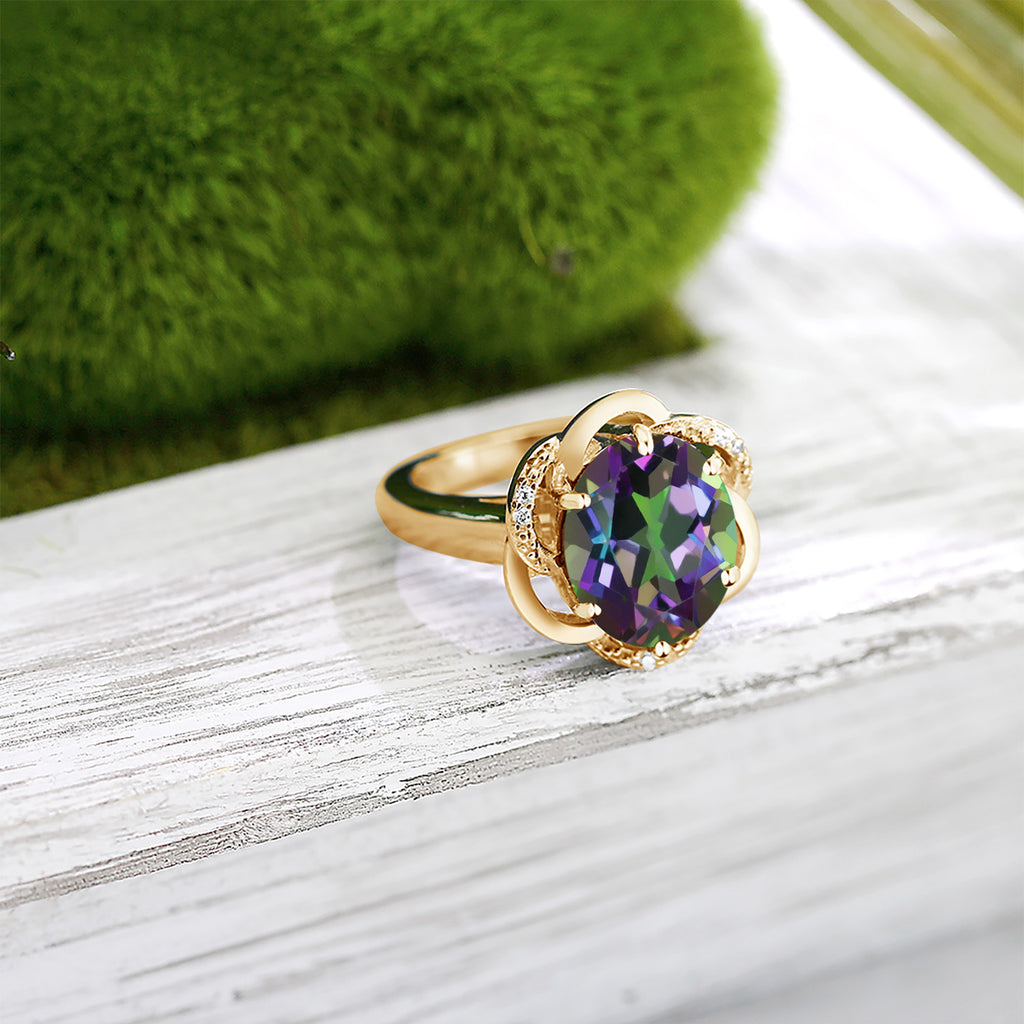 Mystic Quartz and Zirconia_7_Ring in 925 Yellow Gold Plated Silver
