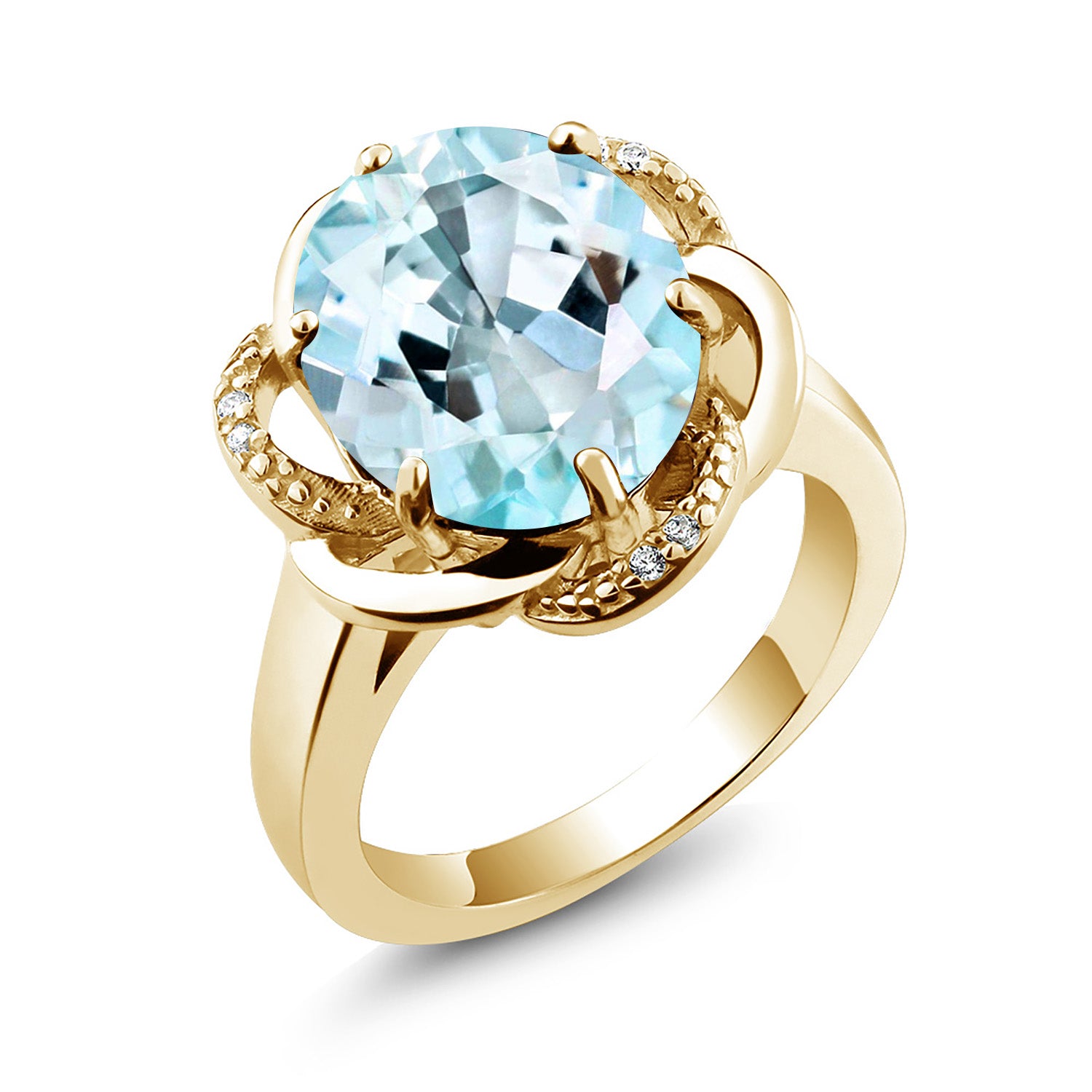 Sky Blue Topaz - November_5_Ring in 925 Yellow Gold Plated Silver