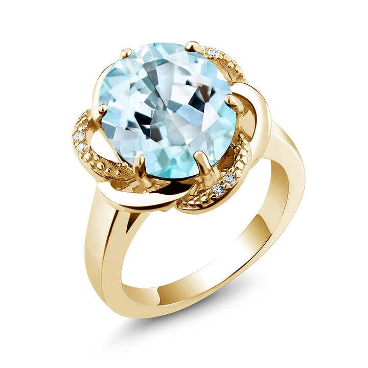 Sky Blue Topaz - November_5_Ring in 925 Yellow Gold Plated Silver