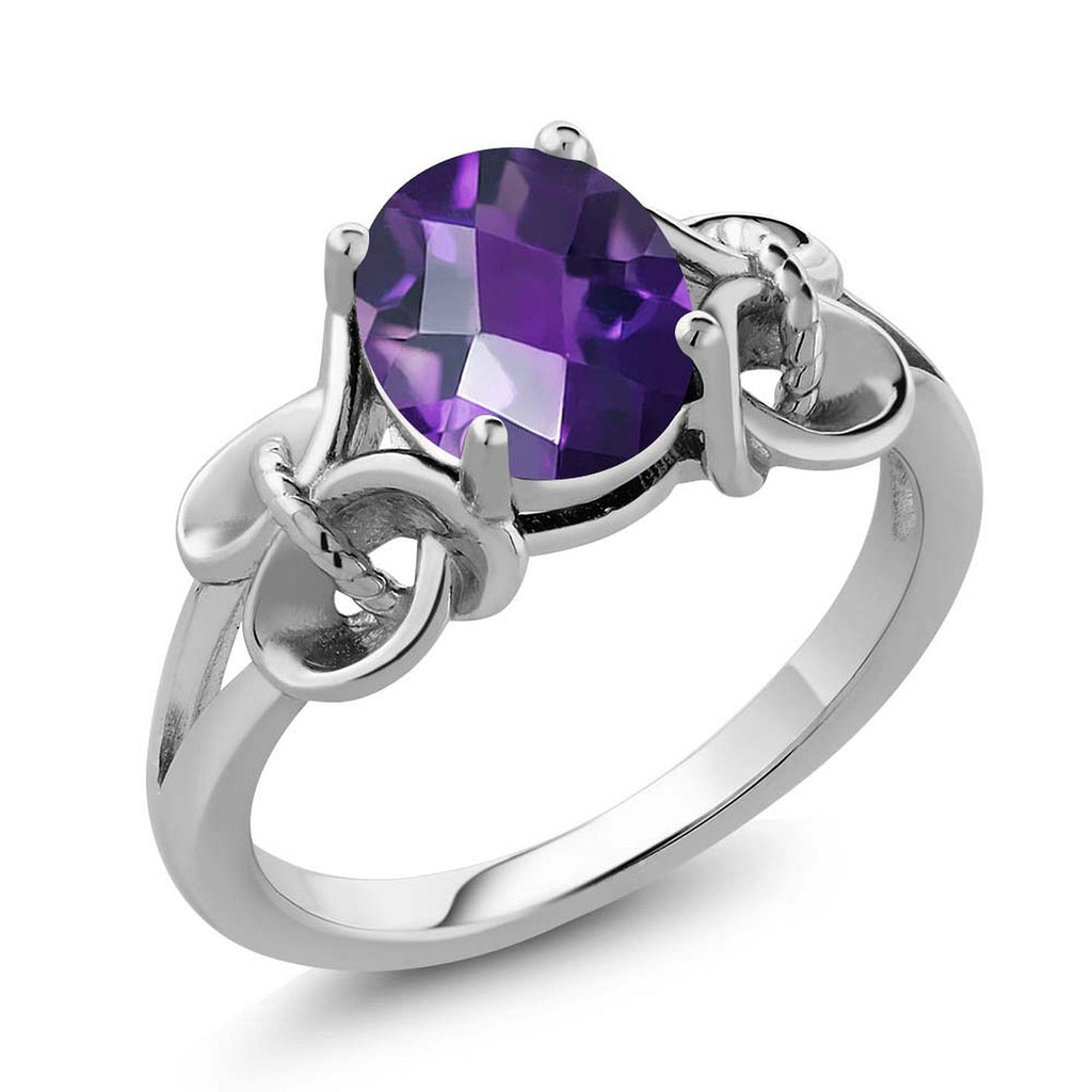 Amethyst Checkerboard_6_Ring in 925 Sterling Silver