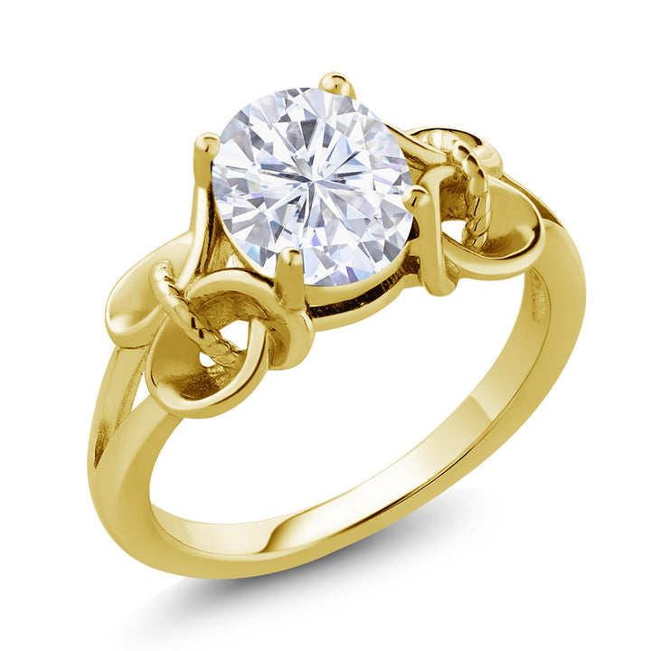 Moissanite - April_5_Ring in 925 Yellow Gold Plated Silver