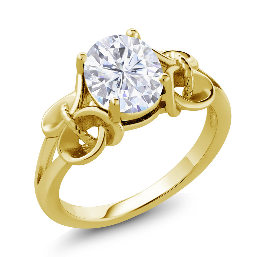 Moissanite - April_6_Ring in 925 Yellow Gold Plated Silver