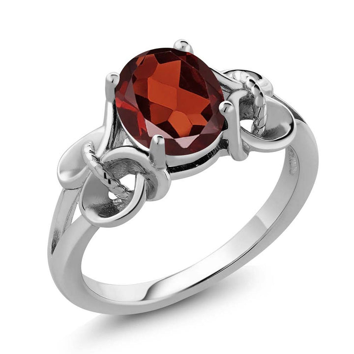 Garnet_5_Ring in 925 Sterling Silver