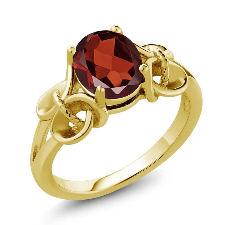 Garnet - January_9_Ring in 925 Yellow Gold Plated Silver