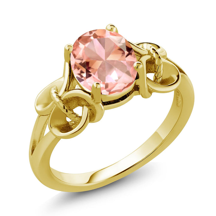 Nano Morganite_8_Ring in 925 Yellow Gold Plated Silver