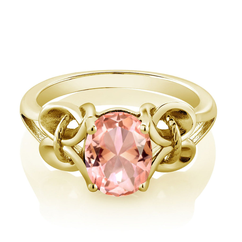 Nano Morganite_8_Ring in 925 Yellow Gold Plated Silver