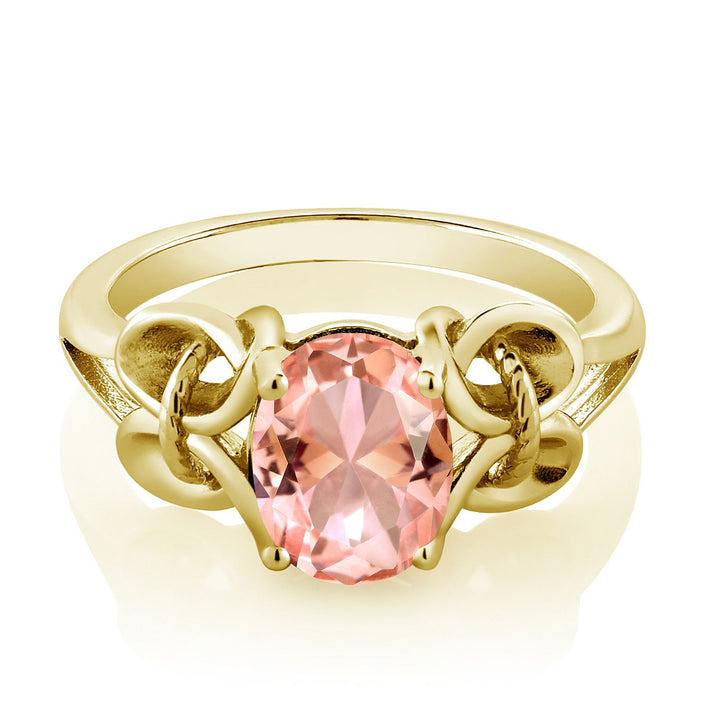 Nano Morganite_8_Ring in 925 Yellow Gold Plated Silver