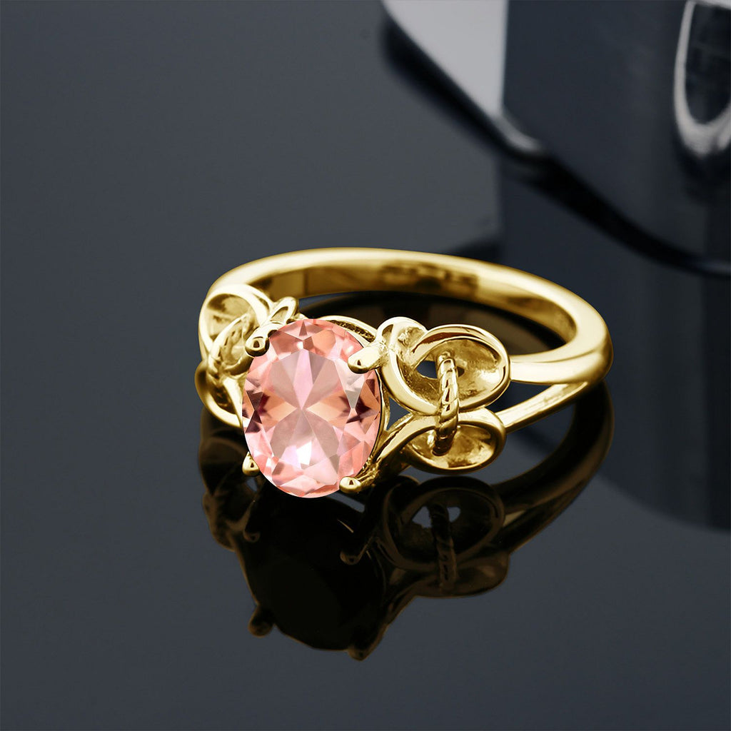 Nano Morganite_8_Ring in 925 Yellow Gold Plated Silver