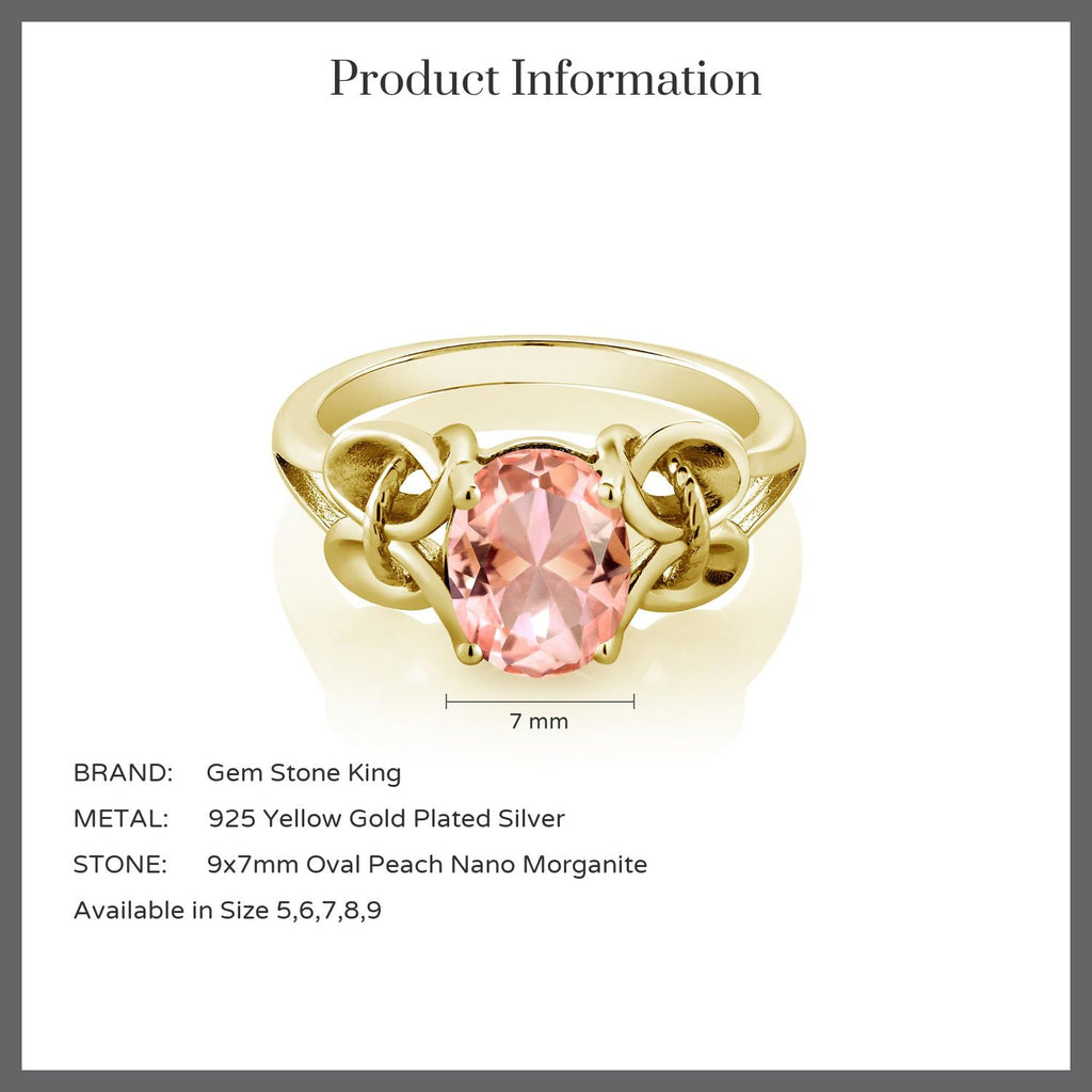 Nano Morganite_8_Ring in 925 Yellow Gold Plated Silver