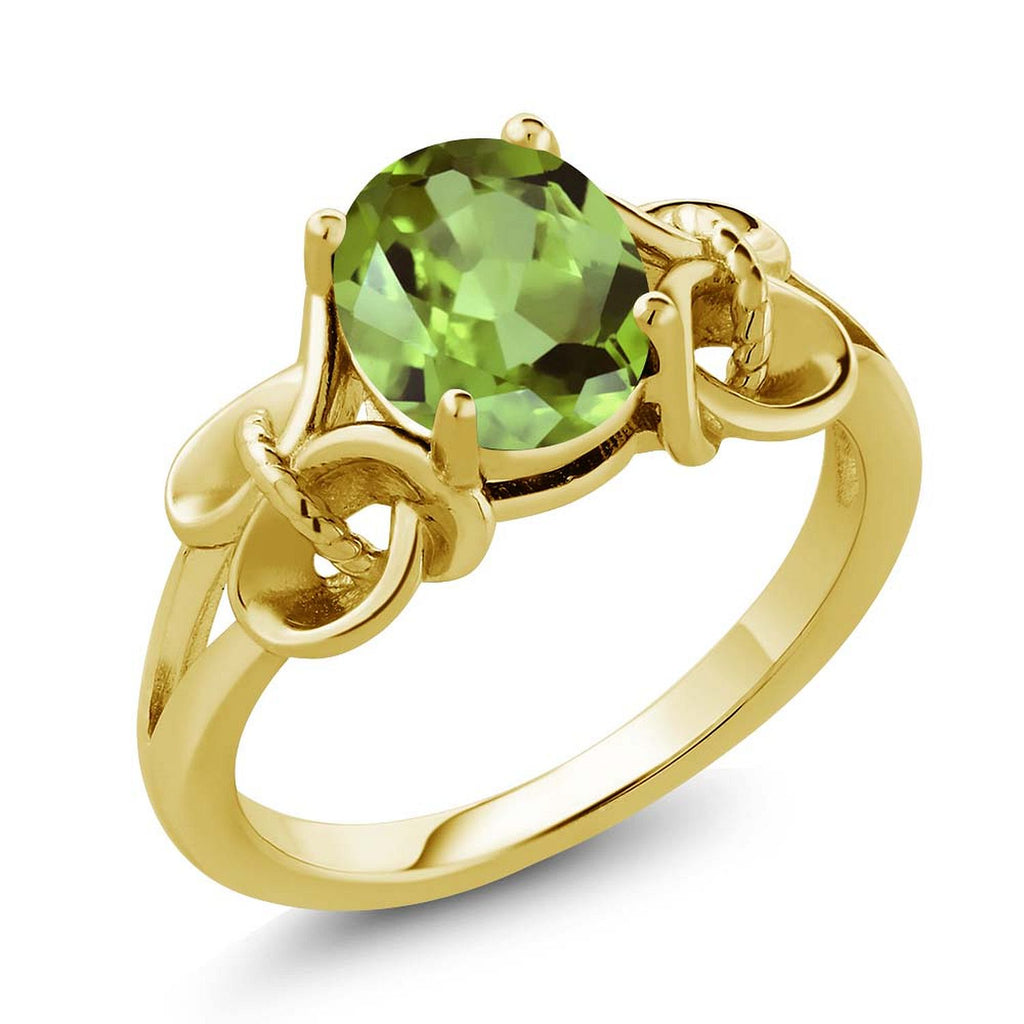 Peridot - August_8_Ring in 925 Yellow Gold Plated Silver