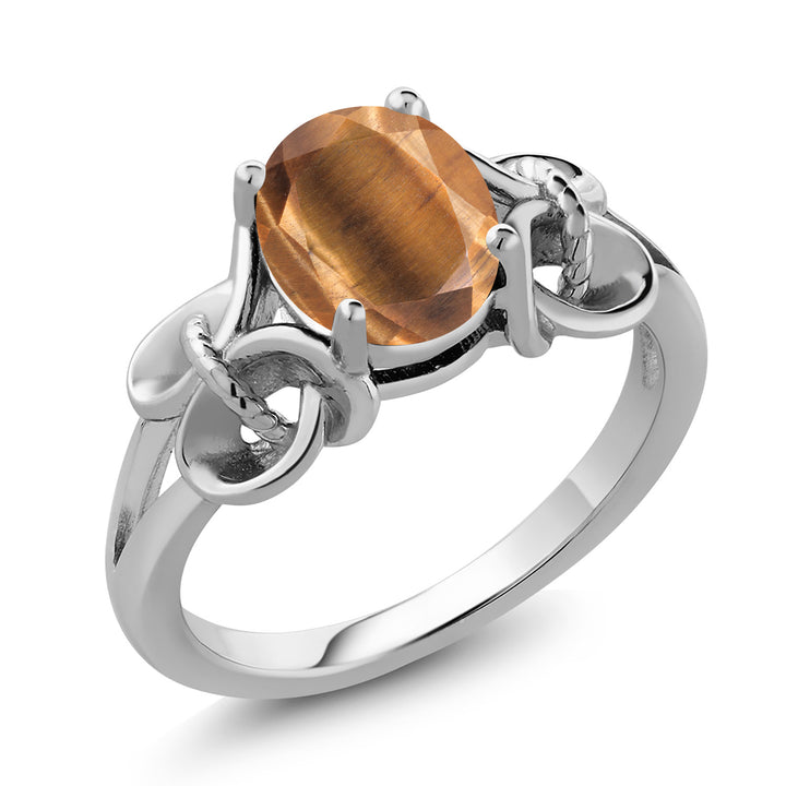 Brown Tiger Eye_5_Ring in 925 Sterling Silver