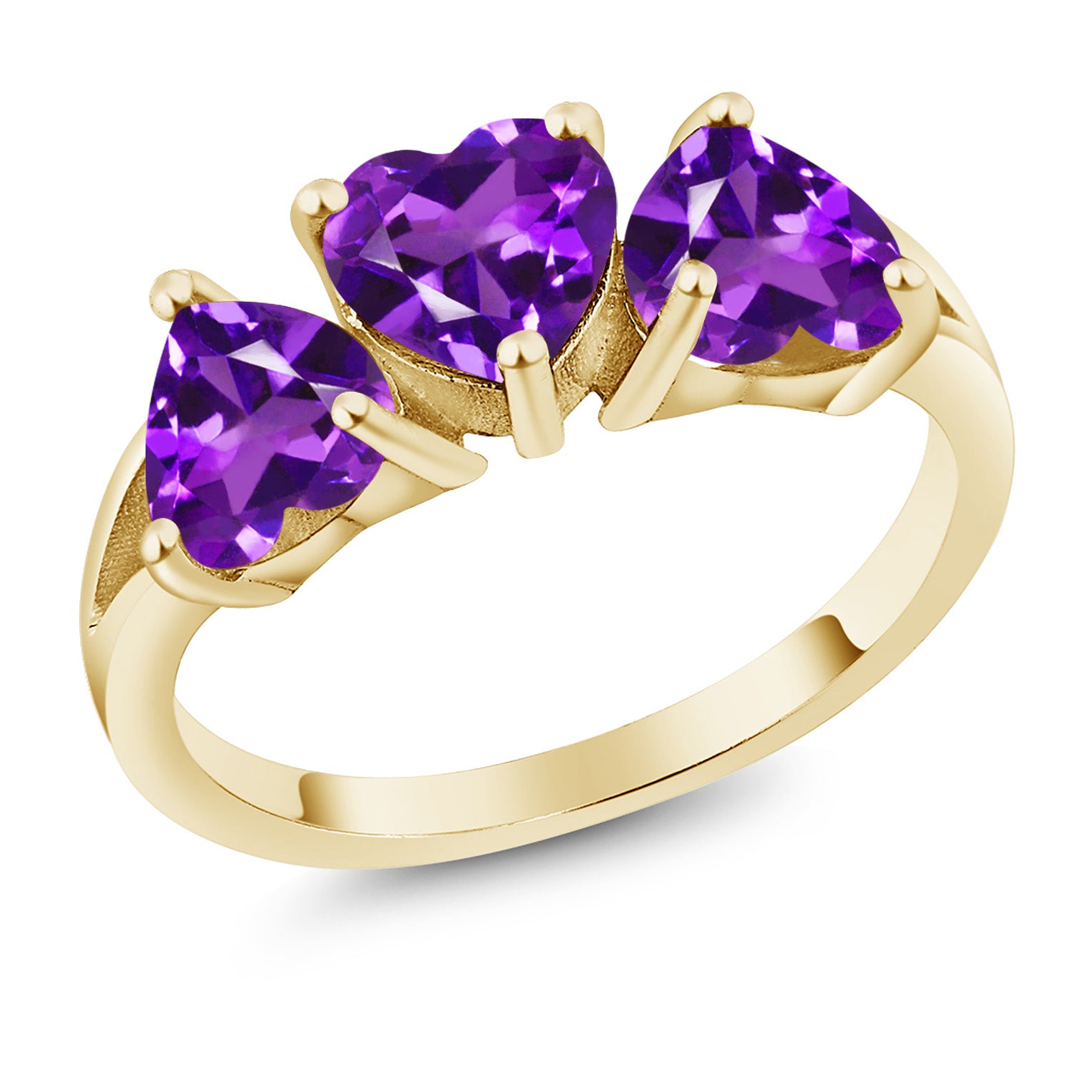 Amethyst - February_6_Ring in 925 Yellow Gold Plated Silver