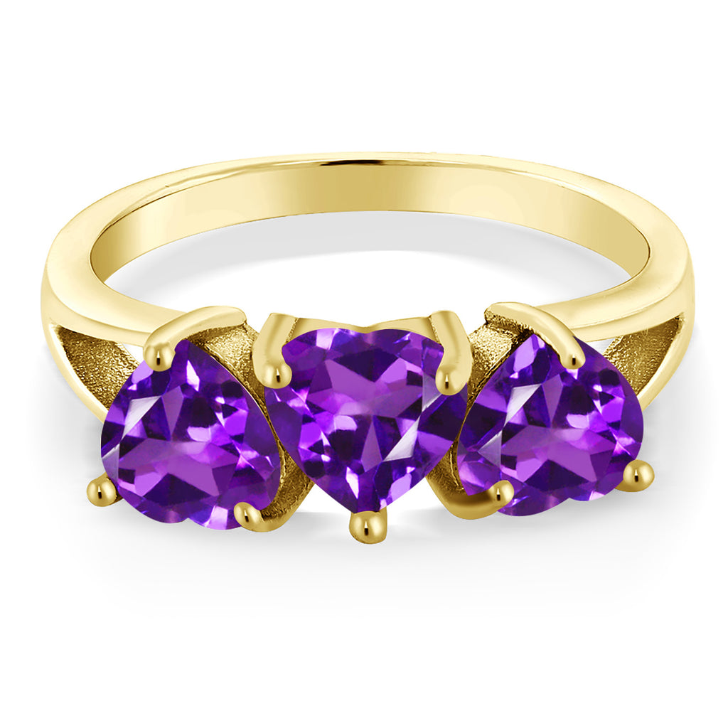 Amethyst - February_6_Ring in 925 Yellow Gold Plated Silver