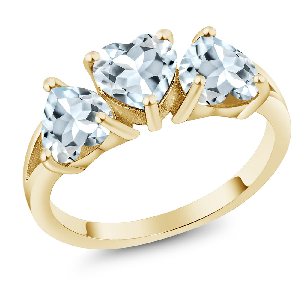 Aquamarine - March_7_Ring in 925 Yellow Gold Plated Silver