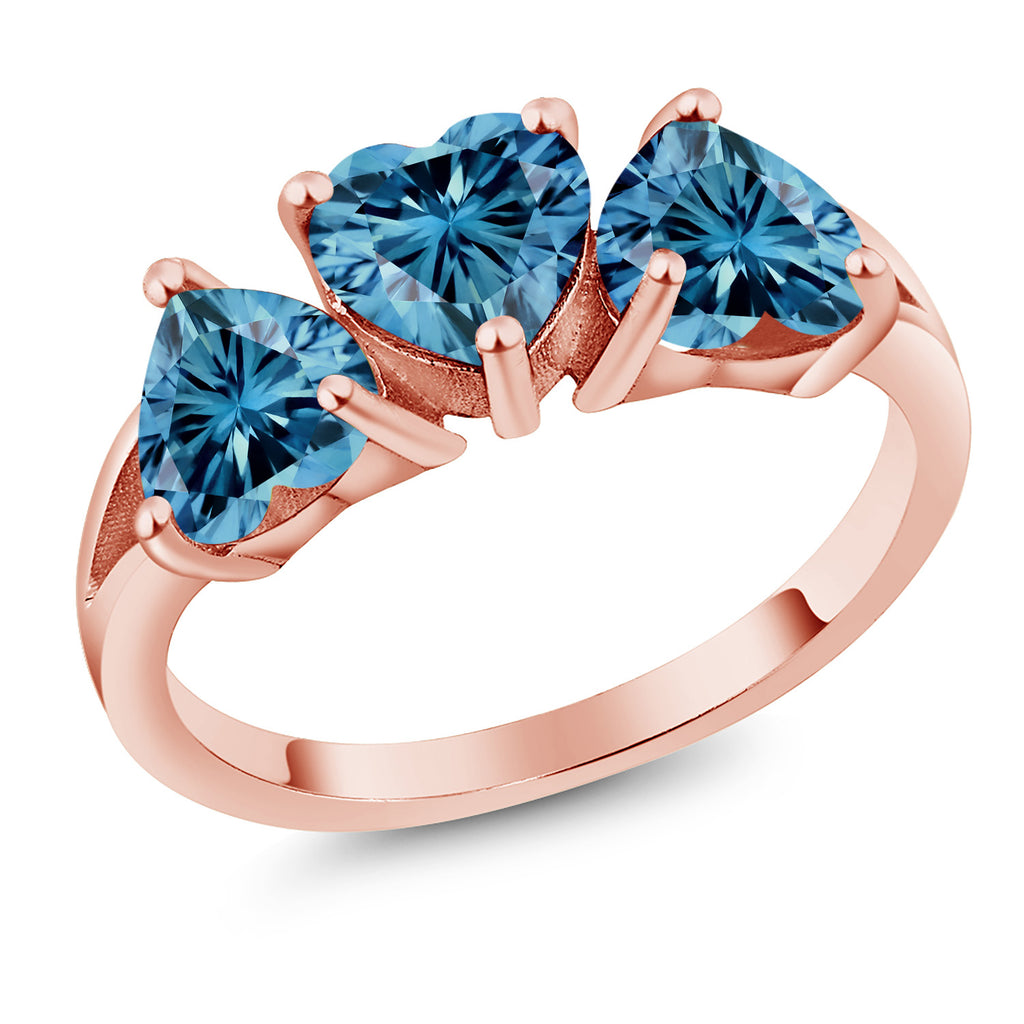 Persian Blue Moissanite - April_8_Ring in 925 Rose Gold Plated Silver