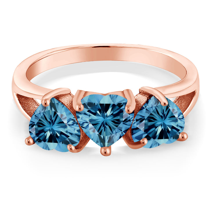 Persian Blue Moissanite - April_8_Ring in 925 Rose Gold Plated Silver