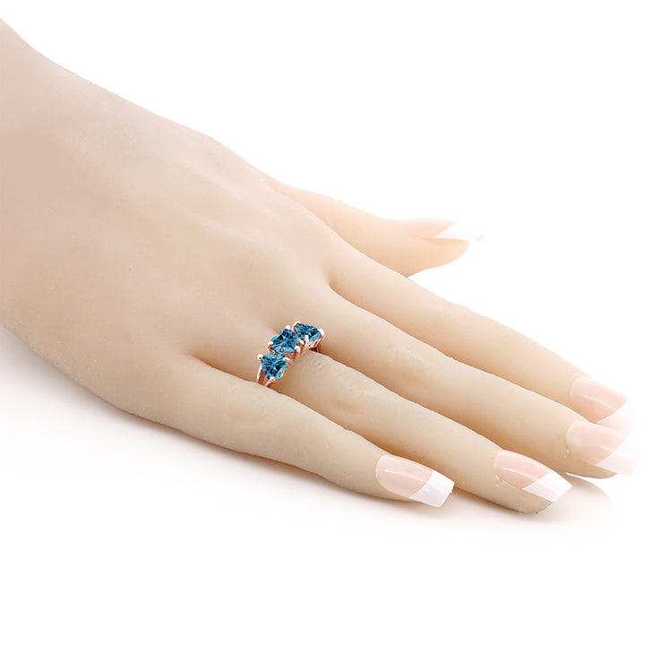 Persian Blue Moissanite - April_8_Ring in 925 Rose Gold Plated Silver