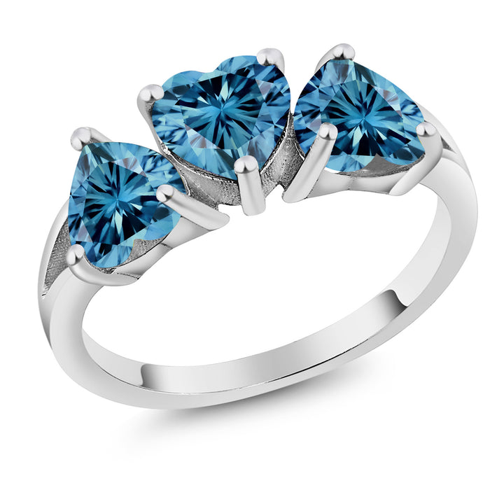 Persian Blue Moissanite - April_5_Ring in 925 Sterling Silver