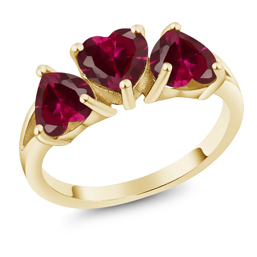 Created Ruby - July_9_Ring in 925 Yellow Gold Plated Silver