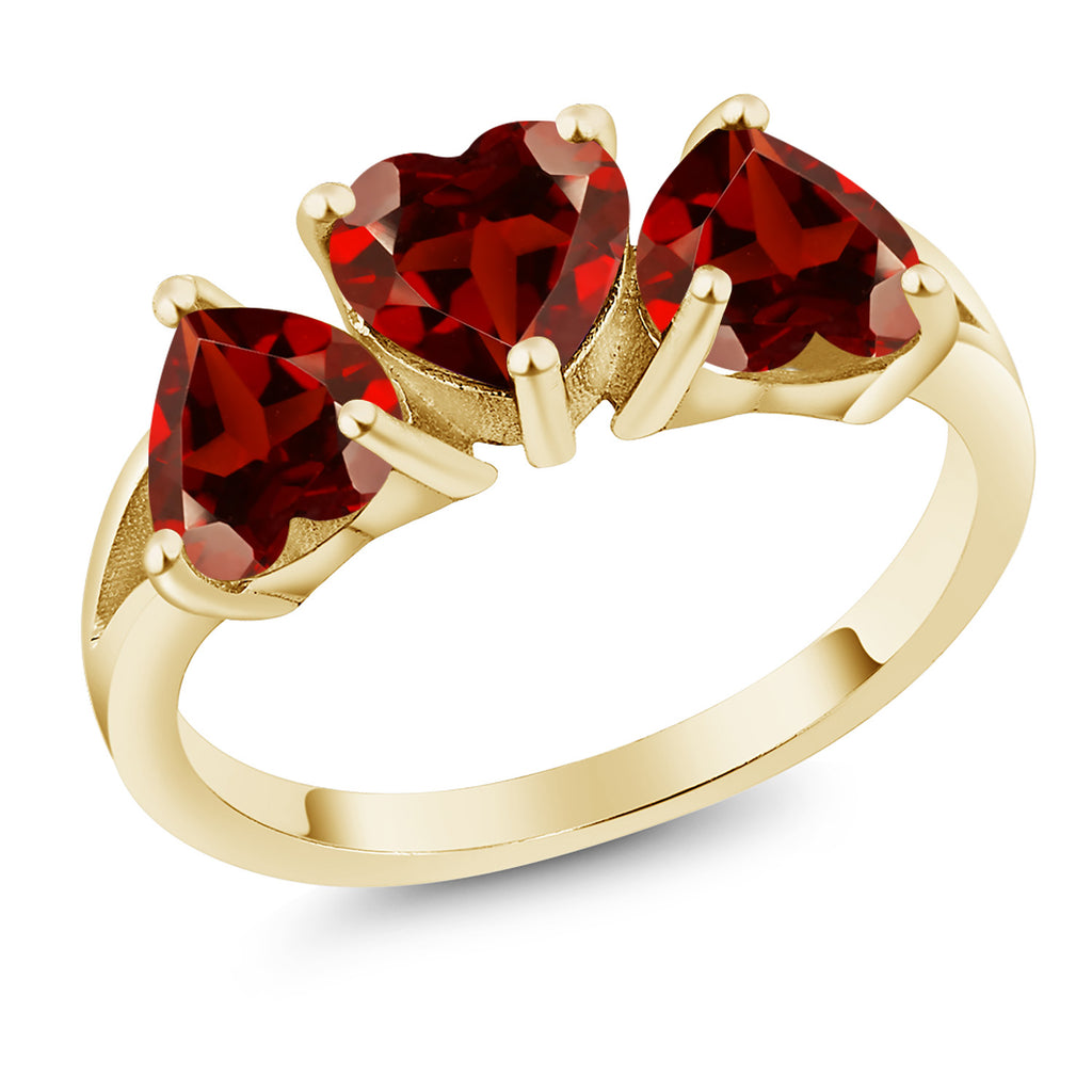 Garnet - January_8_Ring in 925 Yellow Gold Plated Silver