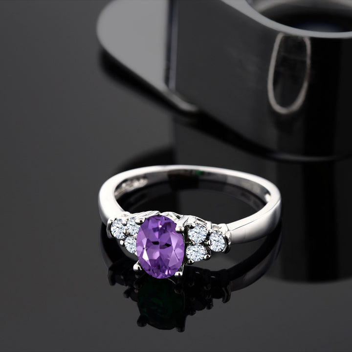 Purple and White_7_Ring in 925 Sterling Silver
