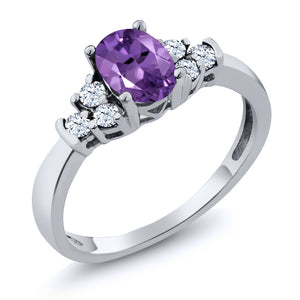 Purple and White_7_Ring in 925 Sterling Silver