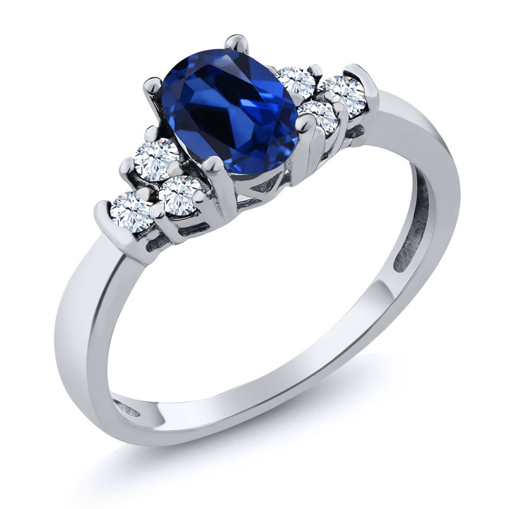 Blue Created Sapphire - September_5_Ring in 925 Sterling Silver