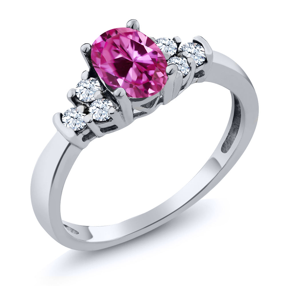 Pink Created Sapphire - September_6_Ring in 925 Sterling Silver