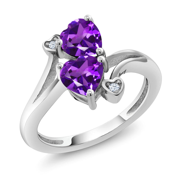 925 Sterling Silver Purple Amethyst Ring For Women (1.63 Cttw, Heart Shape 6MM, Gemstone February Birthstone, Available In Size 5, 6, 7, 8, 9)