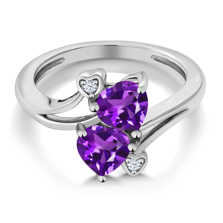 925 Sterling Silver Purple Amethyst Ring For Women (1.63 Cttw, Heart Shape 6MM, Gemstone February Birthstone, Available In Size 5, 6, 7, 8, 9)