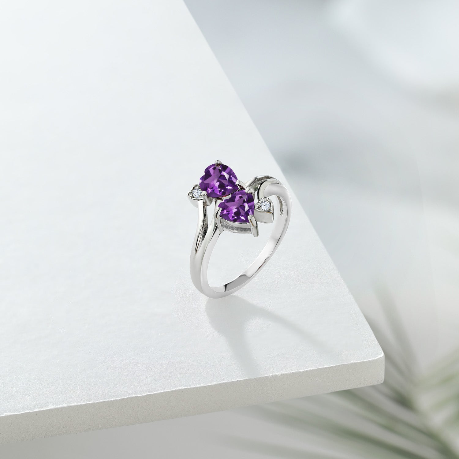 925 Sterling Silver Purple Amethyst Ring For Women (1.63 Cttw, Heart Shape 6MM, Gemstone February Birthstone, Available In Size 5, 6, 7, 8, 9)