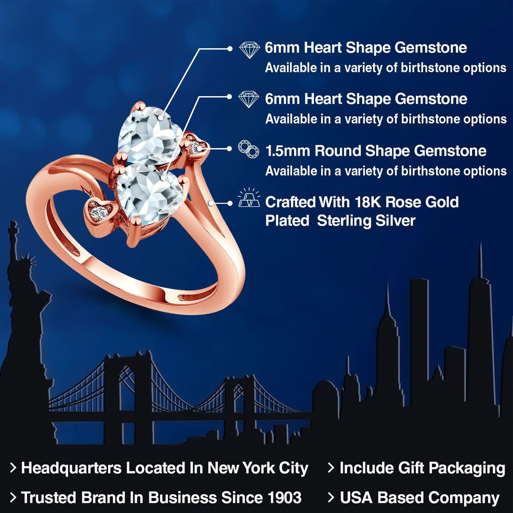 Aquamarine and Lab Grown Diamond_6_Ring in 925 Rose Gold Plated Silver