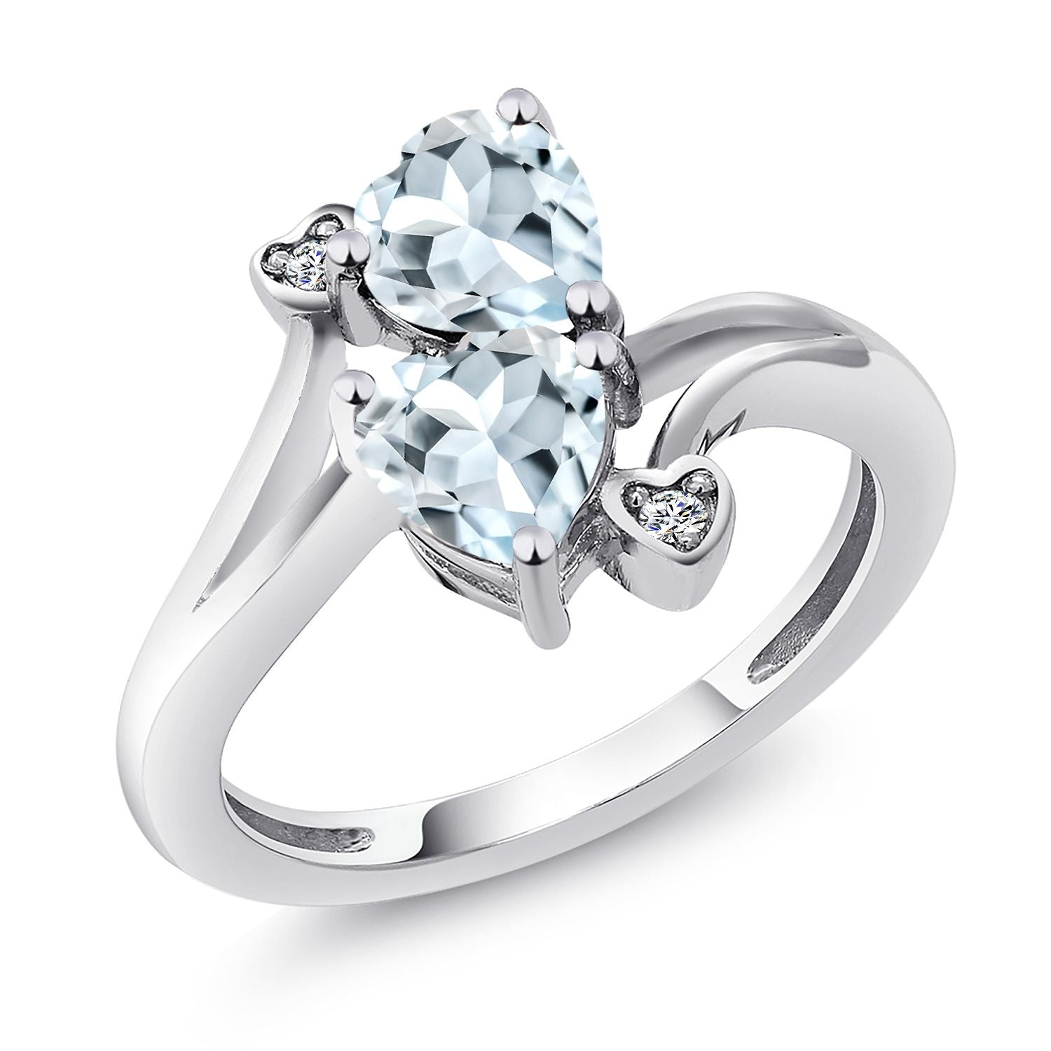 Aquamarine and Lab Grown Diamond_9_Ring in 925 Sterling Silver
