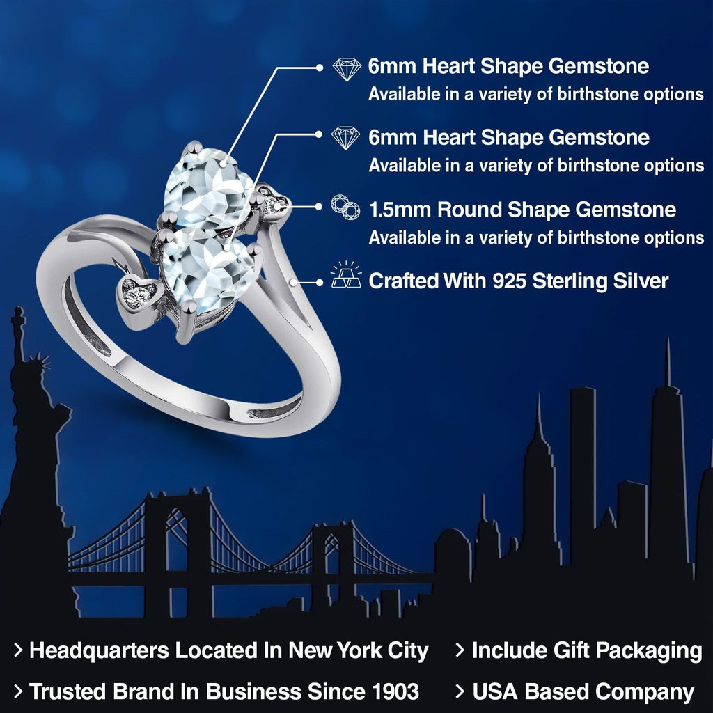 Aquamarine and Lab Grown Diamond_9_Ring in 925 Sterling Silver