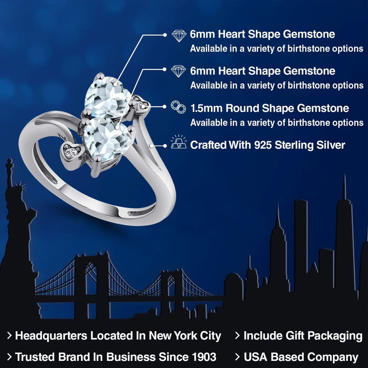 Aquamarine and Lab Grown Diamond_9_Ring in 925 Sterling Silver