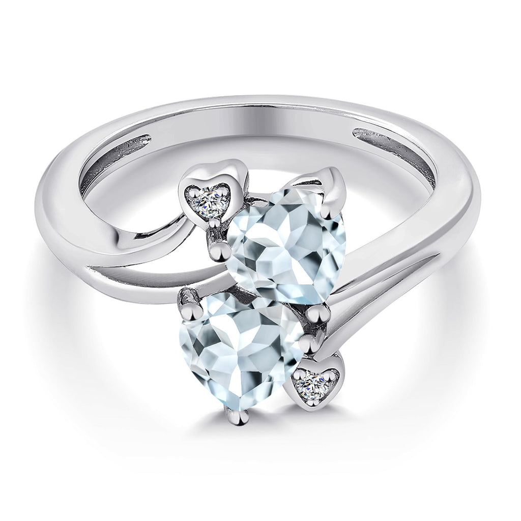 Aquamarine and Lab Grown Diamond_9_Ring in 925 Sterling Silver