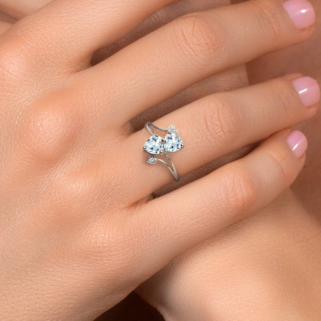 Aquamarine and Lab Grown Diamond_9_Ring in 925 Sterling Silver