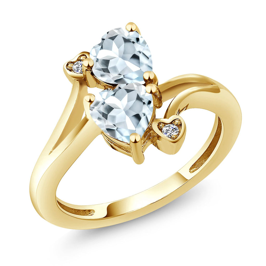 Aquamarine - March_8_Ring in 18K Yellow Gold Plated Silver