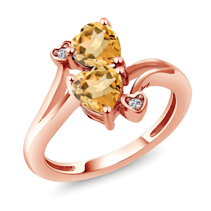 Citrine - November_5_Ring in 925 Rose Gold Plated Silver