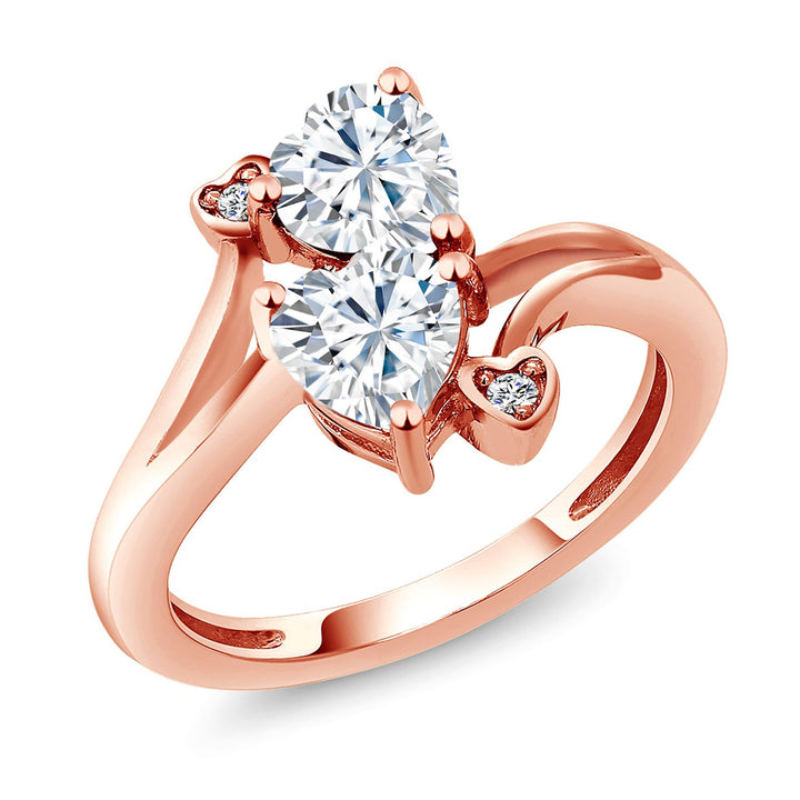 White Moissanite - April_5_Ring in 925 Rose Gold Plated Silver