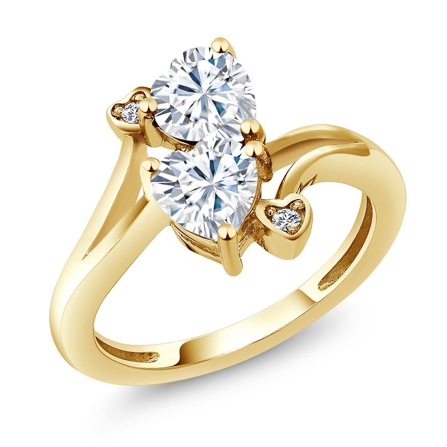 White Moissanite - April_7_Ring in 18K Yellow Gold Plated Silver