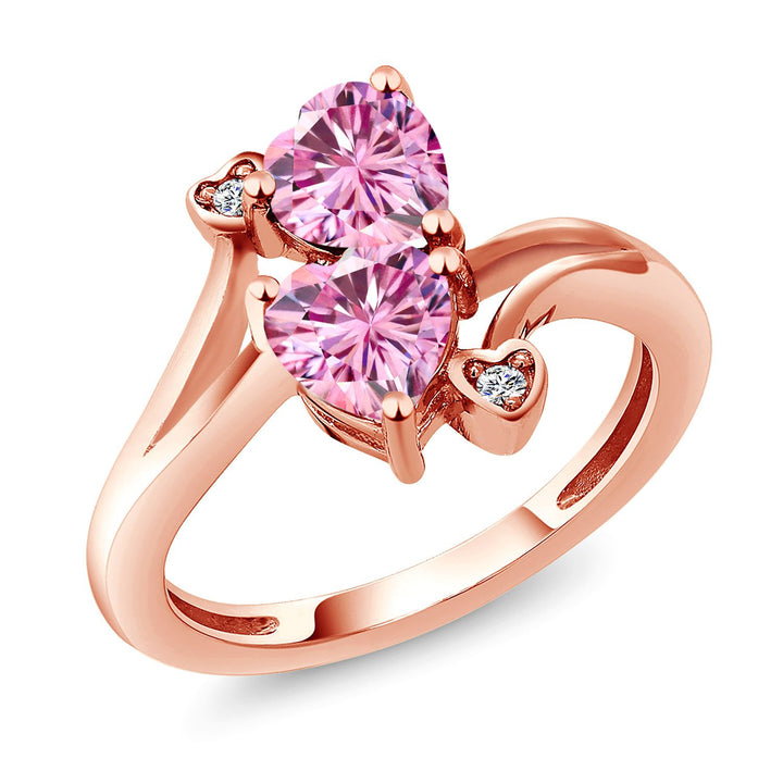 Pink Moissanite - April_5_Ring in 925 Rose Gold Plated Silver